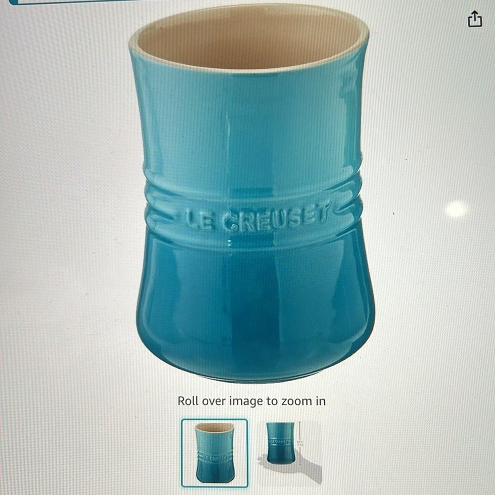 Le Creuset Stoneware Utensil Crock 1 Qt, Caribbean Blue